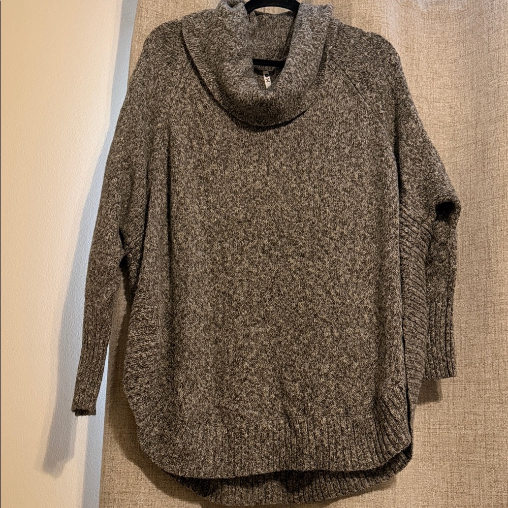 Leo & Nicole Charcoal Cowl Neck Sweater: 2X